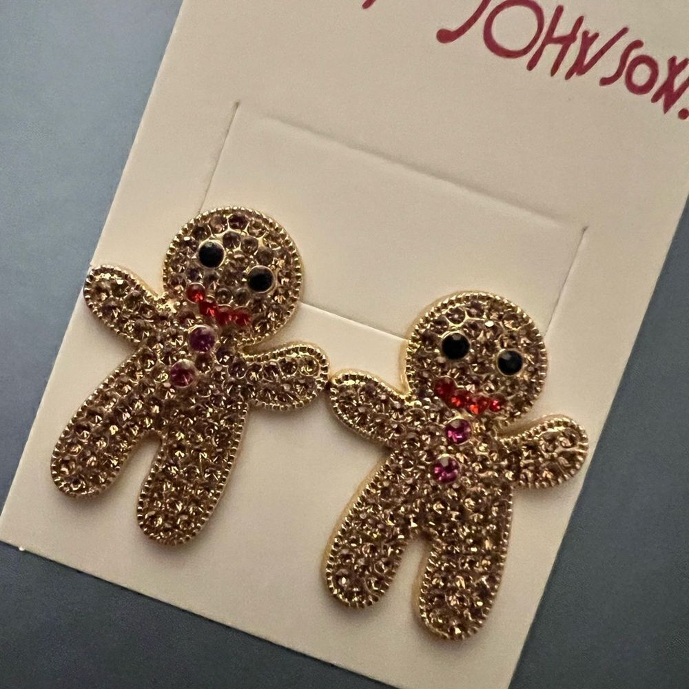 🌲 Betsey Johnson festive holiday sparkling gingerbread man earrings 🌲